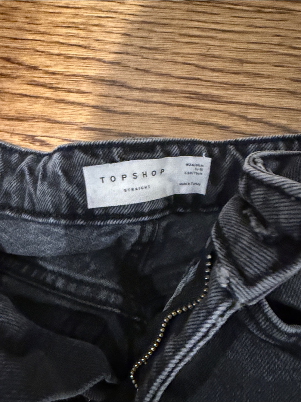 Topshop Straight Leg Jeans in Charcoal